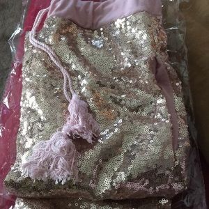 New small sequin gold pink joggers